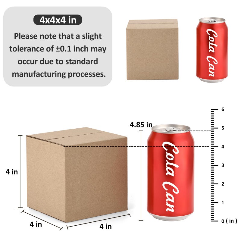 Eupako 4x4x4" Cardboard Box Mailers 25 Pack Brown Cube Corrugated Small Shipping Boxes for Mailing - Image 2